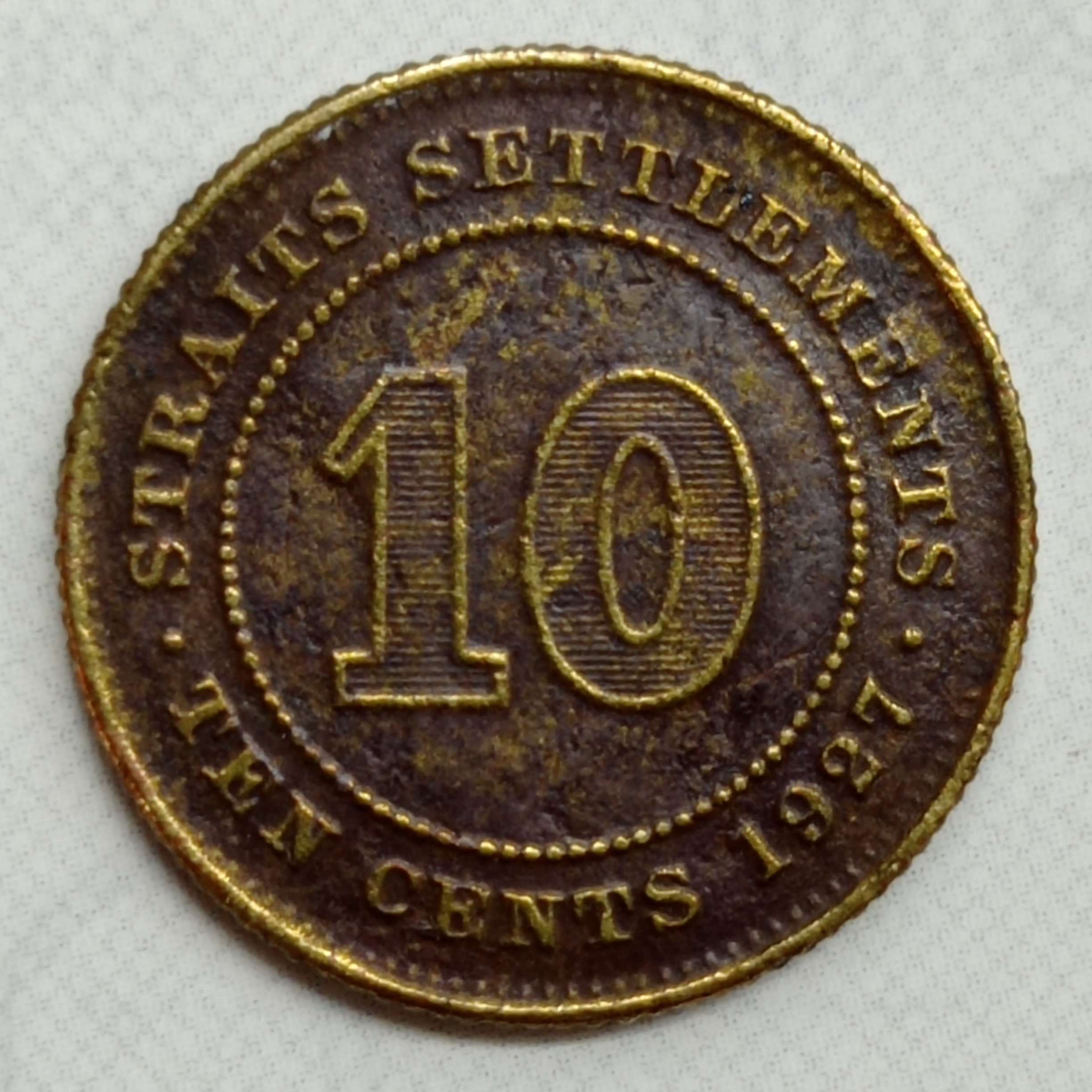 1927-Straits-Settlements-King-George-V-Silver-10�-Coin-Struck-In-Bronze?